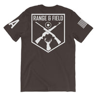 Range and Field Short-Sleeve Initials Brown T-Shirt Back Side