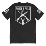 Range and Field Short-Sleeve Initials Black Heather T-Shirt Back Side