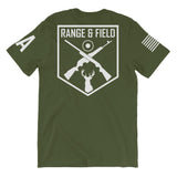 Range and Field Short-Sleeve Initials Olive T-Shirt Back Side
